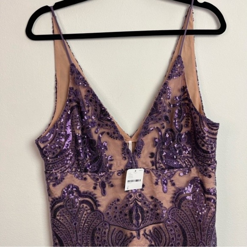 NWT Free People Purple Sequin Mini Dress Size 8 Women - Picture 11 of 12